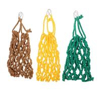 EPIGEIST 3 Pièces Râtelier à Foin pour Lapins et Petits Animaux Pochette Suspendue Filet Robuste Mangeoire pour Lapins Cochons et Hamsters Lot Foin Colorés Marron Jaune Vert
