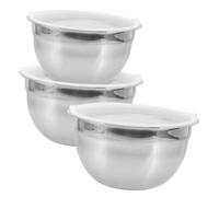 EPIGEIST 3 pièces Set de Bols à Mélanger Inox avec Couvercles Hermétiques Saladiers Résistants pour Cuisine Préparation Stockage des Aliments et Fruits