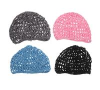 EPIGEIST 4 Pièces Bonnet Nuit Femme Maille Filet Respirant Filet Crochet Léger pour Cheveux Couvre-chef Extensible pour Coiffures de Nuit et Détente