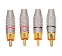 EPIGEIST 4 pièces Connecteur RCA Mâle Métallique sans Soudure Prise Audio Vidéo in-Line Adaptateur Jack pour Haut-parleurs et Systèmes Audio Professionnels