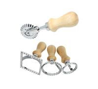 EPIGEIST 4 pièces Lot de Biscuits à Motifs Embossés avec Manche Rond Petit et Grand Carré et Roulette Moule à Pâte pour Fondant Raviolis et Biscuits Décoratifs Ustensile Pratique pour
