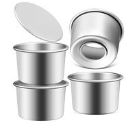 EPIGEIST 4 pièces Lot de Moules à Gâteau Ronds Alliage Aluminium avec Fond Amovible Antiadhésif pour Pâtisserie DIY Facile à Démouler et Nettoyer