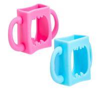 EPIGEIST 4 pièces Poignées de Biberon Silicone Lot Manches Doubles Protection Antidérapante et Lavable pour Accessoires Garçon Fille Bleu et Rose