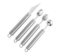 EPIGEIST 4 pièces Set de Cuillères à Melon Acier Inoxydable Cuillères Boule de Fruits Ergonomiques Outil de Découpe pour Fruits Usage Domestique et Professionnel