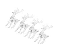 EPIGEIST 4 Pièces Set de Décorations de Noël Acrylique Figurines de Rennes Transparentes pour Bureau Décorations de Table Festives Statues Délan Élégantes pour Vitrines et Meubles