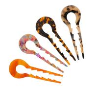 EPIGEIST 4 pièces U-shaped Acetate Hair Sticks For Long Hair Anti-slip Fork Accessories For Women S Buns Elegant Style Tools In Beige Tortoise And Floral Colors