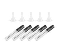 EPIGEIST 5 pièces Lot de Tubes Mascara Vides avec Brosses à Cils Couvercles Noirs et Entonnoirs Contenants Transparants pour Maquillage Yeux et Huile DIY