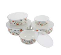 EPIGEIST 5 Pièces Set de Bols Émaillés avec Couvercle Transparent Bol à Soupe Profond pour Cuisine Maison et Restaurant