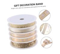 EPIGEIST 5 Rouleaux Ruban imprimé de noël décorative à motifs ruban de noël avec accessoires d'emballage pour emballer de couronne chiffon Doré