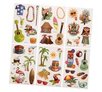 EPIGEIST 6 Feuilles Hawaï Stickers Fête D'enfants Faux Autocollants Autocollant Tropical Tortue Stickers Autocollant D'été Uv Autocollant De Corps Luau Tiki Plage Colle De Tatouage
