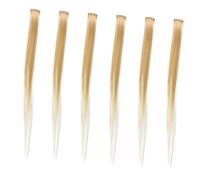 EPIGEIST 6 pièces Extensions Cheveux Synthétiques Colorées Mèches de Surlignage Dégradé Doré Clips Faciles et Filles Coiffure DIY Adaptable Bouclées ou Lisses