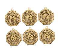 EPIGEIST 6 pièces Pendentifs Porte-clés Huit Trigrammes Cuivre Vintage Breloques Décoratives Multifonctionnelles Lot de Charms Suspendus pour Porte-clés et Décoration Pratique