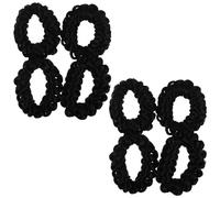 EPIGEIST 8 Pièces Lot de 8 Élastiques à Cheveux Synthétiques Noirs, Haute Élasticité, Imitation Perruques Tressées, Accessoires Légers pour Queues de Cheval, Chignons Volumineux et