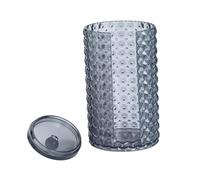 EPIGEIST Boîte à Cotons-tiges Elliptique Transparente Noire en Acrylique à Motif Diamant Couvercle Protecteur, Rangement Ménage pour Salle de Bain, Organisateur de Maquillage Compact