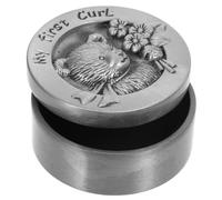 EPIGEIST Boîte à Souvenirs Métallique pour Dents de Lait Garçon 1 Pièce Couleur Étain Ancien Motif Ours Boîte de Rangement Compacte pour Conserver Cheveux et Dents de Lait Présent