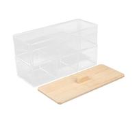 EPIGEIST Boîte de Rangement Acrylique Léger et Gain de Place avec Couvercle en Bambou, Compartiments Multiples Organisateur pour Cotons-tiges et Accessoires de Bureau