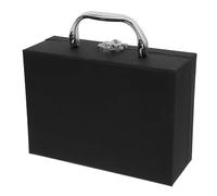 EPIGEIST Boîte de Rangement Portable Noire en Papier Épais avec Poignée, Petite Valise Multifonction pour Bureau, Organisateur de Tiroir et Boîte Présent, pour Papeterie et Accessoires, 1