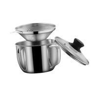 EPIGEIST Bol Acier Inoxydable avec Couvercle et Passoire Séparateur Huile Graisse pour Soupe Ustensile de Cuisine Domestique Sain Filtre pour Sauce et Bouillon