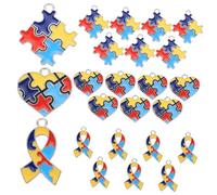 EPIGEIST Breloques de Bijoux Alliage 24 Pcs Blanc K, Pendentifs Décoratifs Diy, Sensibilisation Autisme, Accessoires Bracelet Créatif, Fabrication Bijoux, Présent Artisanat