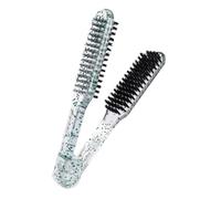EPIGEIST Brosse Lissante à Pince Double Face Taille Compacte En Plastique Transparent Pailleté v Pour Femmes Coiffage Et Lissage Cheveux Longs Salon Et Usage Quotidien