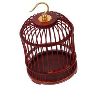EPIGEIST Cage Suspendue en Bois pour Petits Animaux, Décoration Vintage pour Oiseaux et Hamsters, Cage Ronde en Métal et Bois Grosse Ouverture Sécurisée, pour Nid D'oiseau et Usage