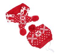 EPIGEIST Chapeau de Chiot de Noël Tricoté Rouge Taille L Motif Flocon de Neige et Petit Cerf Ensemble Bonnet et Écharpe pour Chien Costume de Noël Chaud et Confortable pour Animaux de