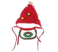 EPIGEIST Chapeau de Noël Tricoté pour Animaux Bandana Ajustable Couvre-Chef en Polyester Doux Rouge et Vert Costume de Fête pour Petits Chiens et Chats de 4 à 75 Kg Accessoire Photo