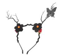 EPIGEIST Couronne De Fleurs Noire Avec Branches Accessoire De Fête Halloween Et Cosplay Pour Femmes Et Filles Bandeau Élégant Pour Événements Multiples Et Performances Théâtrales