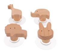 EPIGEIST Crochets Muraux Bois Forme Animaux Éléphant Lion Girafe Lapin Patères Décoratives Polyvalentes pour Suspension Vêtements et Accessoires