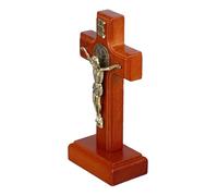 EPIGEIST Croix Catholique Bois avec Support Crucifix Debout pour Table et Mur Décoration Religieuse pour Maison Bureau et Lieux de Culte Ornement Spirituel Polyvalent