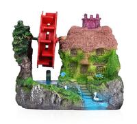 EPIGEIST Décoration Aquarium Miniature Maison Chaumière avec Roue à Eau Stable pour Paysage de Bassin et Habitat Poissons