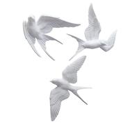 EPIGEIST Décoration Murale 3d Oiseaux Hirondelles Blanches en Résine Résistante à L'eau, Lot de 3 Pièces pour Salon et Patio Style Nordique Créatif
