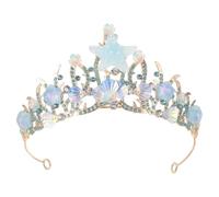 EPIGEIST Diadème de Mariée en Alliage Strass Scintillants Couronne Sirène Bleue Ornée D’Étoiles de Mer et Coquillages Accessoire Léger et Fait Main pour Mariage Plage Cérémonie et