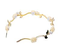 EPIGEIST Diadème Perles Et Roses Blanches Accessoire De Mariage Élégant Pour Femmes Couronne De Fleurs Pour Cérémonies Et Fêtes