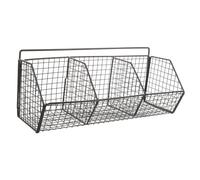 EPIGEIST Étagère Murale Cuisine Métal Noire Compartiments pour Rangement Oignons Gingembre et Ail Support Suspendu Gain de Place pour Épices et Éponge