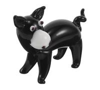 EPIGEIST Figurine D'âne Miniature Noire en Verre Soufflé, Statuette Décorative Animalière, Petite Sculpture en Verre pour Décoration Intérieure, Objet de Collection Élégant et Compact,