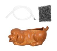 EPIGEIST Fontaine Céramique Chien pour Étang Jet d'eau Décoratif Pot Cascade Circulante Statue Chiot Artisanale pour Aquarium et Jardin Aquatique