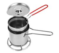EPIGEIST Friteuse Inox avec Panier Résistant Chaleur Mini Marmite pour Friture Maison et Restaurant Casserole Friteuse Acier Poignée Isolante et Facile à Nettoyer