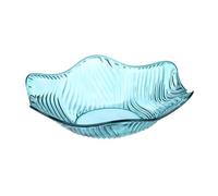 EPIGEIST Fruit Plate Snack Bowl With Wave Flower Design Cyan Crystal Salad Dish For Home Multi Use Candy And Nut Holder