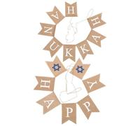 EPIGEIST Guirlande Happy Hanukkah Toile de Jute Lin Banderole Drapeaux Swallowtail pour Décoration de Fête Intérieure et Extérieure