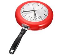 EPIGEIST Horloge Murale Décorative en Acier Inoxydable 25 CM Silence Design Poêle à Frire Rouge sans Pile Décoration Murale Créative pour Salon Cuisine