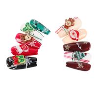 EPIGEIST Kit de Faux Ongles Carrés Courts à Coller pour Noël - Motifs Père Noël, Rennes et Flocons Pailletés - Manucure Festive Détachable Réutilisable - Idées Nail Art Hiver Femmes -