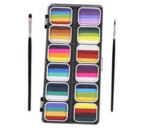 EPIGEIST Kit Maquillage Visage et Corps Couleurs Arc--ciel Peinture Corporelle Lavable Mate et Nacrée Palette Portable avec Pinceaux pour Halloween Cosplay et Festivals