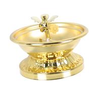 EPIGEIST Lampe à Huile Ancienne Alliage Doré Support de Lampe à Beurre Bouddhiste Vintage Base Légère pour Bougies Votives Décoration Méditative pour Maison et Bureau