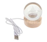 EPIGEIST Lampe de Chevet LED Boule de Cristal Décorative avec Socle Bois Lumière Ambiance Chaleureuse pour Chambre et Salon Cadeau Original et Élégant