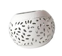EPIGEIST Lampe Solaire Extérieure Ajouré Décorative pour Jardin et Terrasse Design Pot Céramique Blanche Éclairage Paysager et Chic