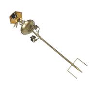 EPIGEIST Lampe Solaire Mangeoire à Oiseaux en Métal Forme Lapin de Pâques avec Parasol Vert, Piquet Décoratif pour Jardin Extérieur, Distributeur Nourriture pour Faune Sauvage, Éclairage
