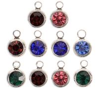 EPIGEIST Lot de 10 Breloques en Strass Coloré Rondes en Acier Inoxydable 6x8,7 Mm Trou 2 Mm pour Création de Bijoux Diy, Pendentifs et Accessoires de Décoration Couleur Aléatoire