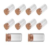 EPIGEIST Lot de 10 Petites Bouteilles en Verre Transparent 20 ML Bouchon en Liège Flacons Hermétiques pour Décoration Stockage de Cordyceps et Messages à Souhait Accessoires Décoratifs