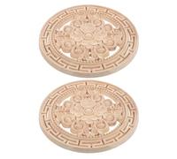 EPIGEIST Lot de 2 Appliques en Bois Naturel Sculpté Décorations Murales Artisanales 20X20 CM pour Tête de Lit Meubles et Placards Motifs Floraux Ajourés Style Européen